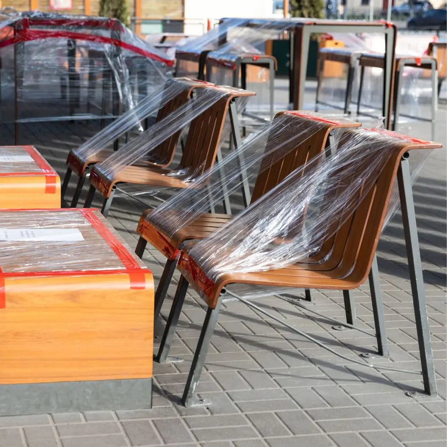 Outdoor canteen benches and tables